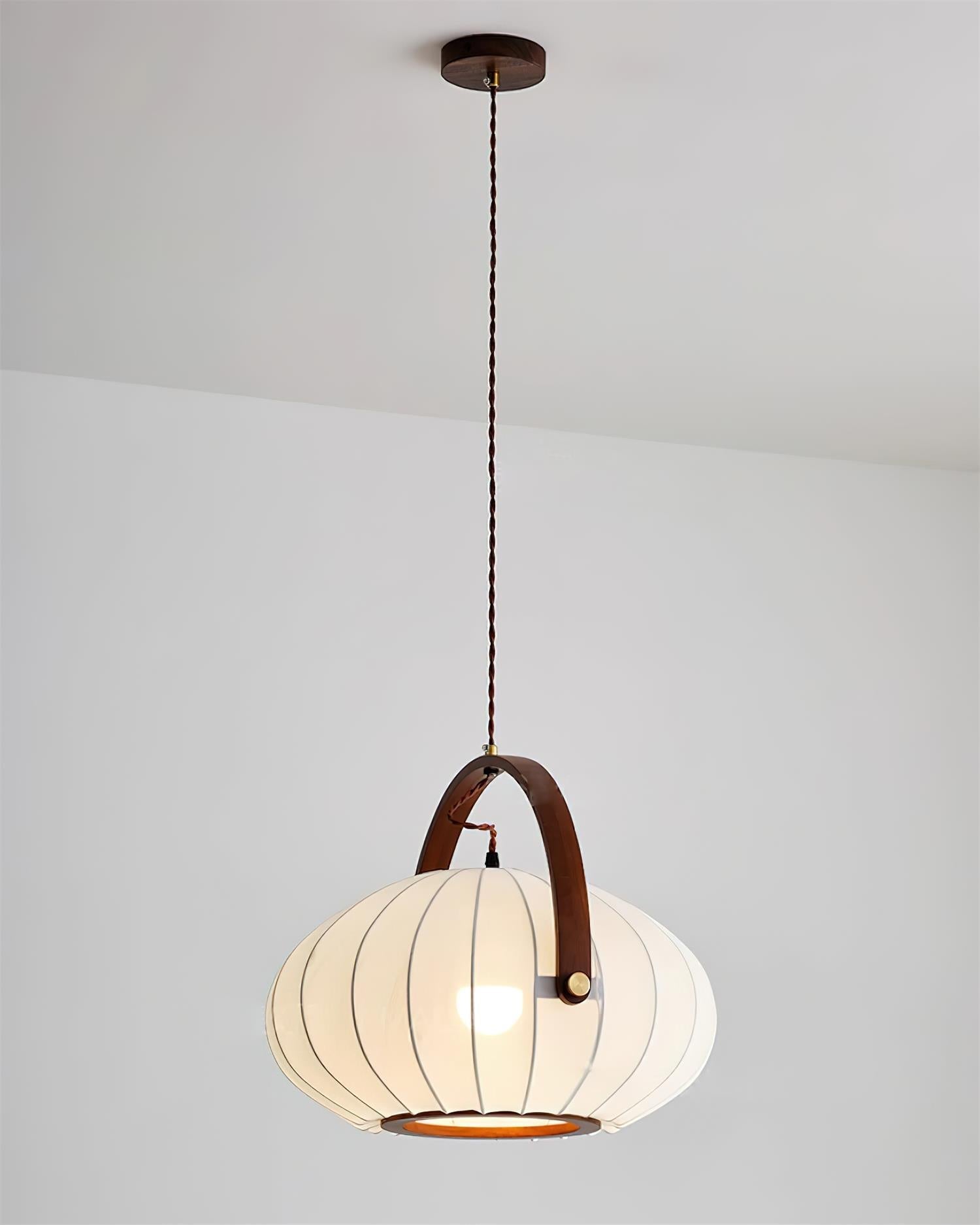 Antonio Pendant Lamp Pleated Fabric Lantern Organic