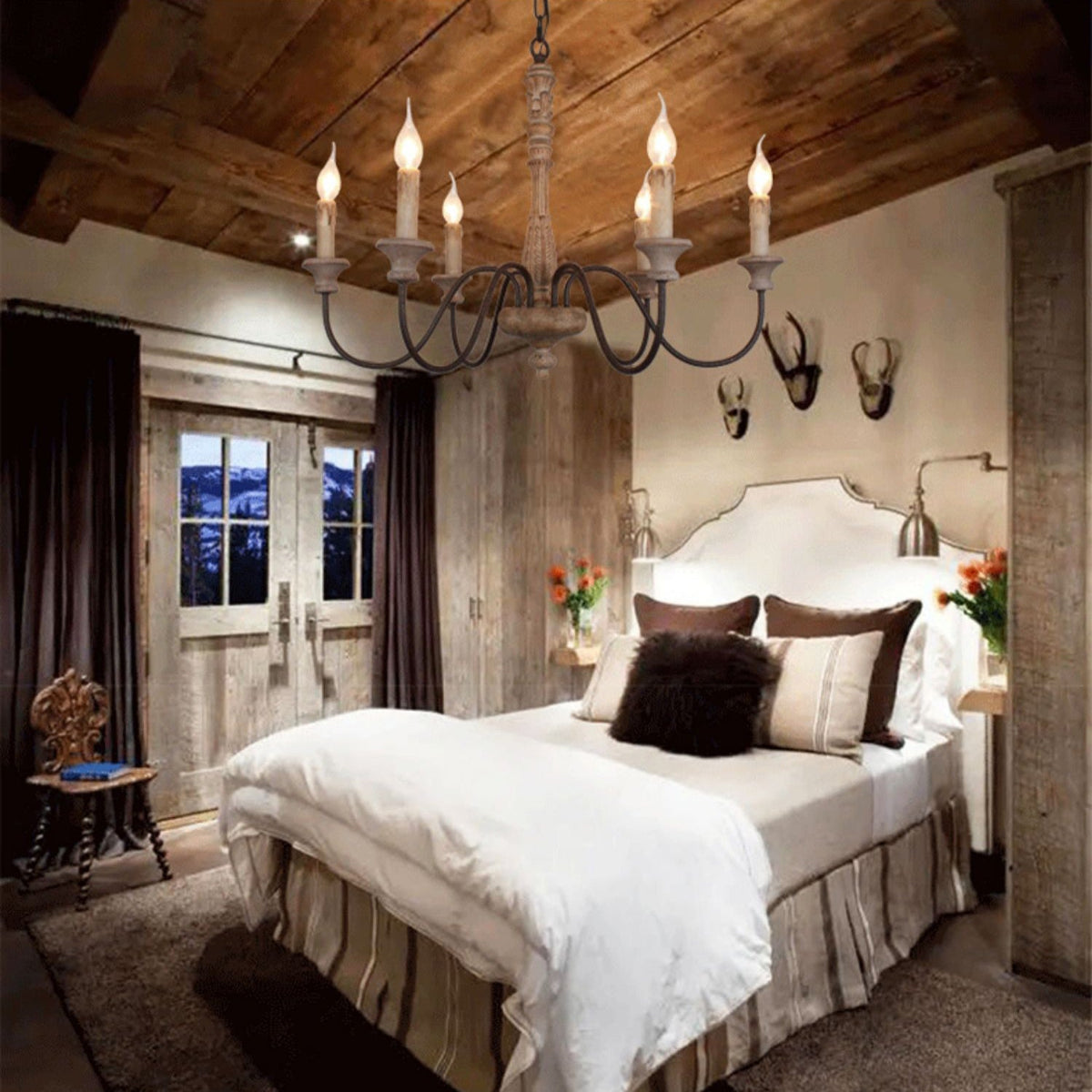 Ljomuvyi Traditional Farmhouse Wood Chandelier