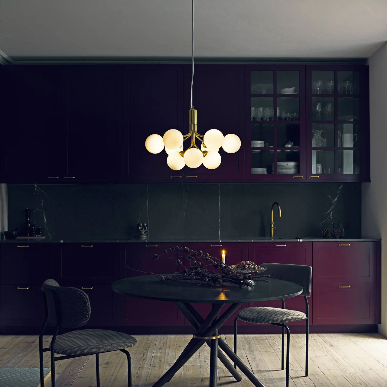 Lustra Pendant Lamp Glass Globe Cluster Brass
