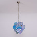 Aurora Chandelier Aqua Blue Murano Glass Disc Coastal