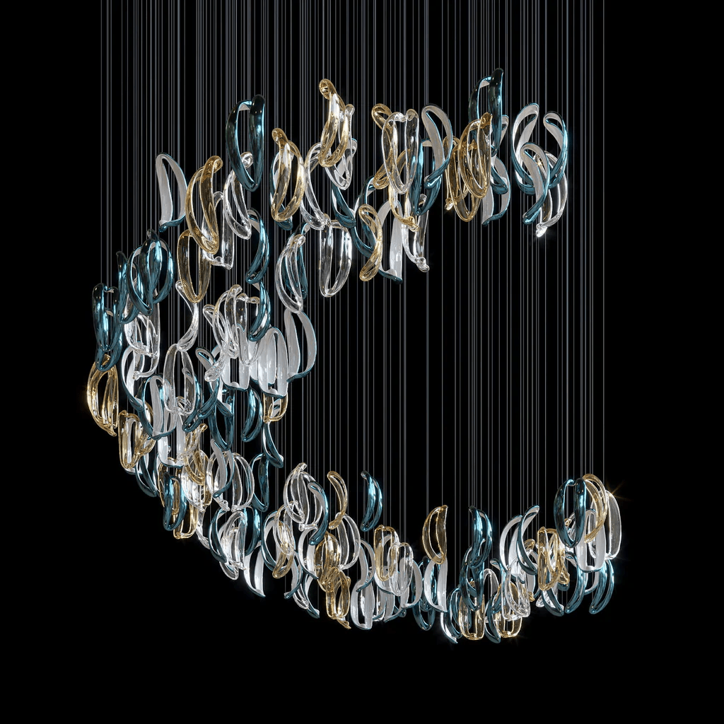 Cascading Contemporary Glass Chandelier