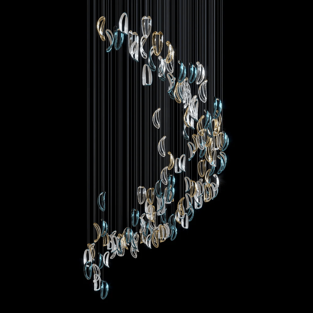 Cascading Contemporary Glass Chandelier