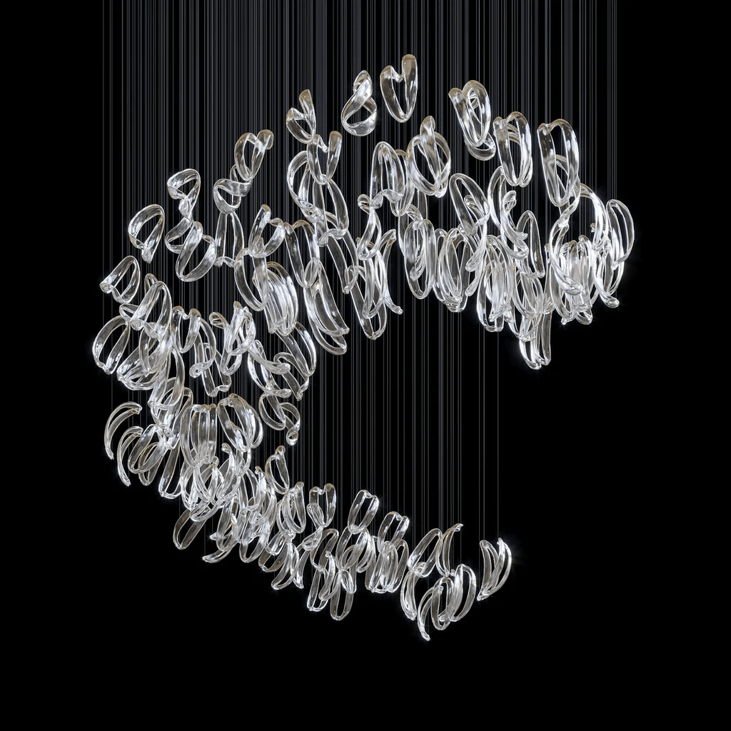 Cascading Contemporary Glass Chandelier