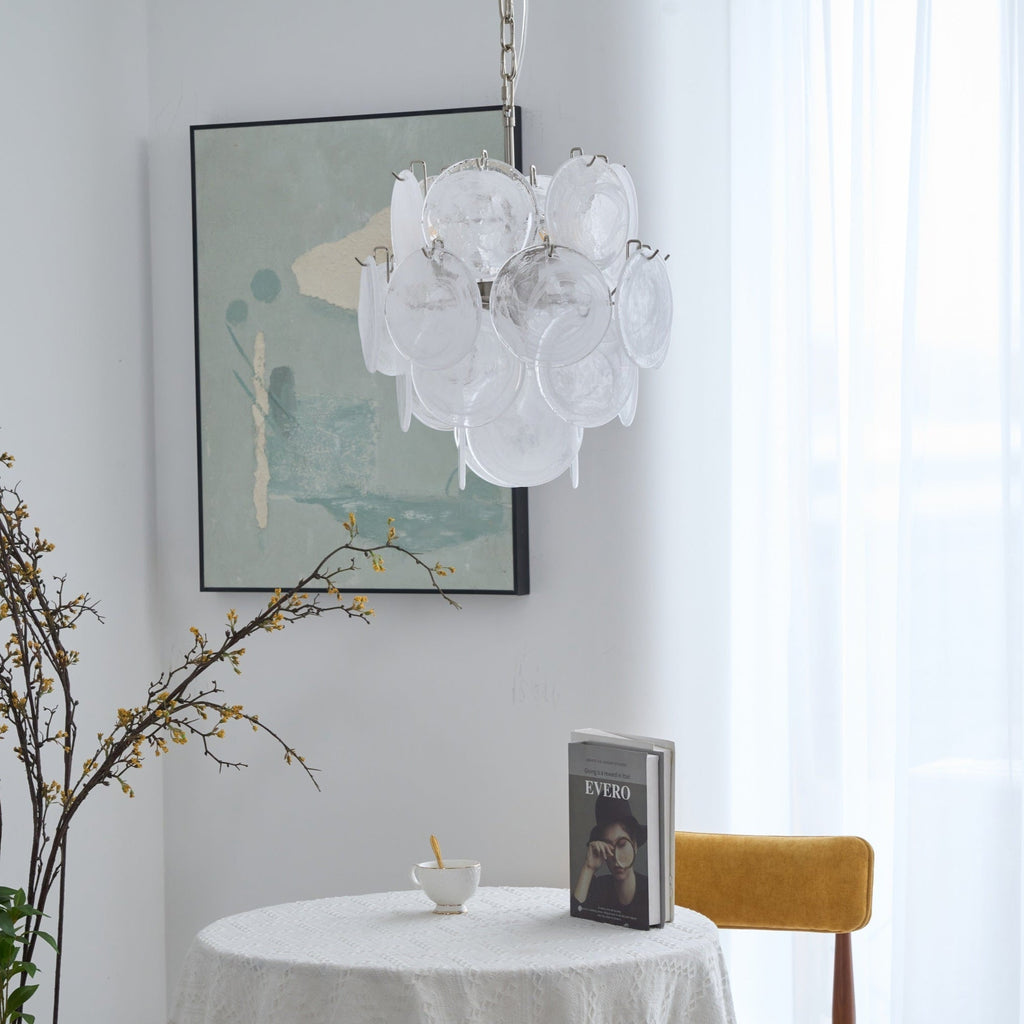 Aurora Chandelier Apricot Murano Glass Disc Layered Artistic