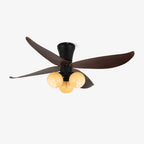 Selina Vintage Wood Glass Ceiling Fan Light