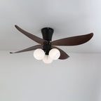 Selina Vintage Wood Glass Ceiling Fan Light