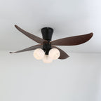 Selina Vintage Wood Glass Ceiling Fan Light