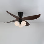 Selina Vintage Wood Glass Ceiling Fan Light