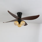 Selina Vintage Wood Glass Ceiling Fan Light
