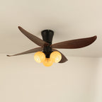 Selina Vintage Wood Glass Ceiling Fan Light