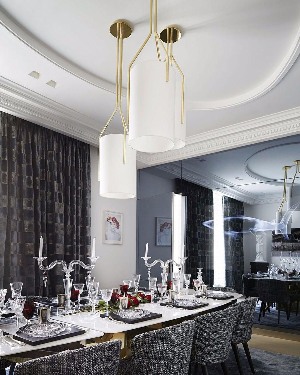 Lustra Chandelier LED 3-Lights Brass Modern