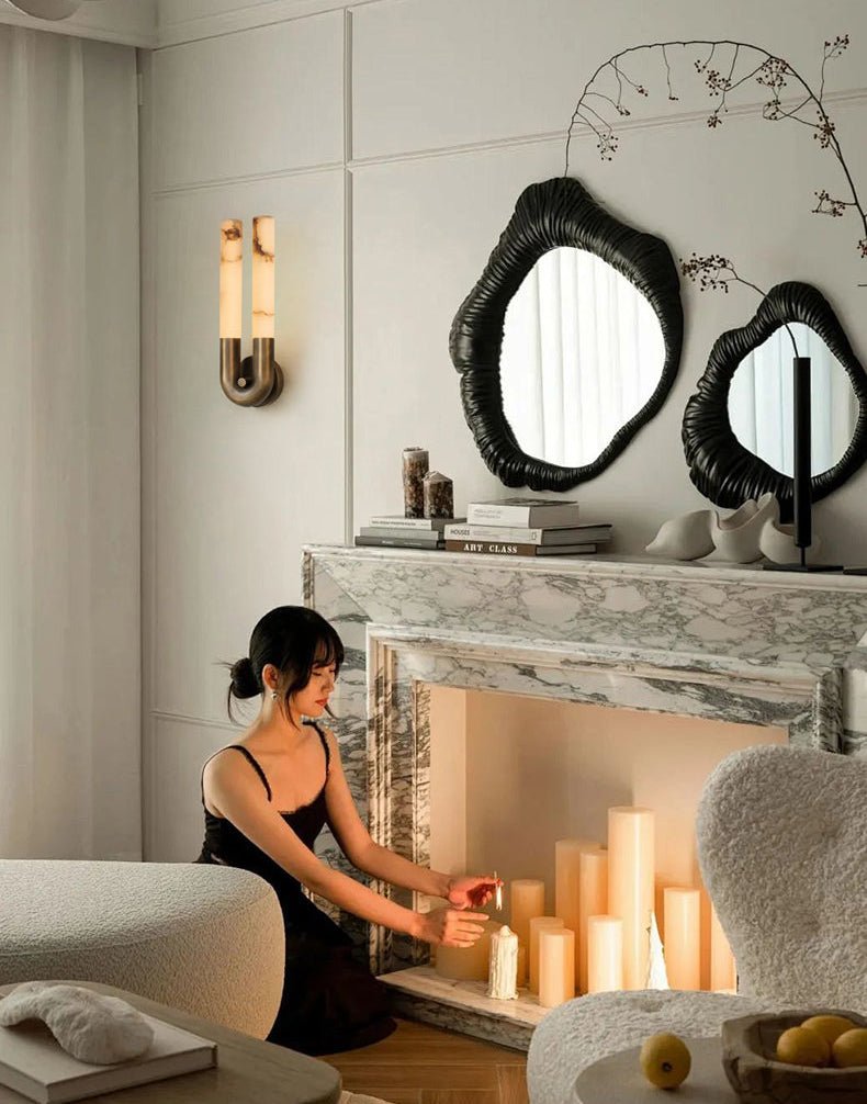 Arch Modern Alabaster & Metal Wall Light