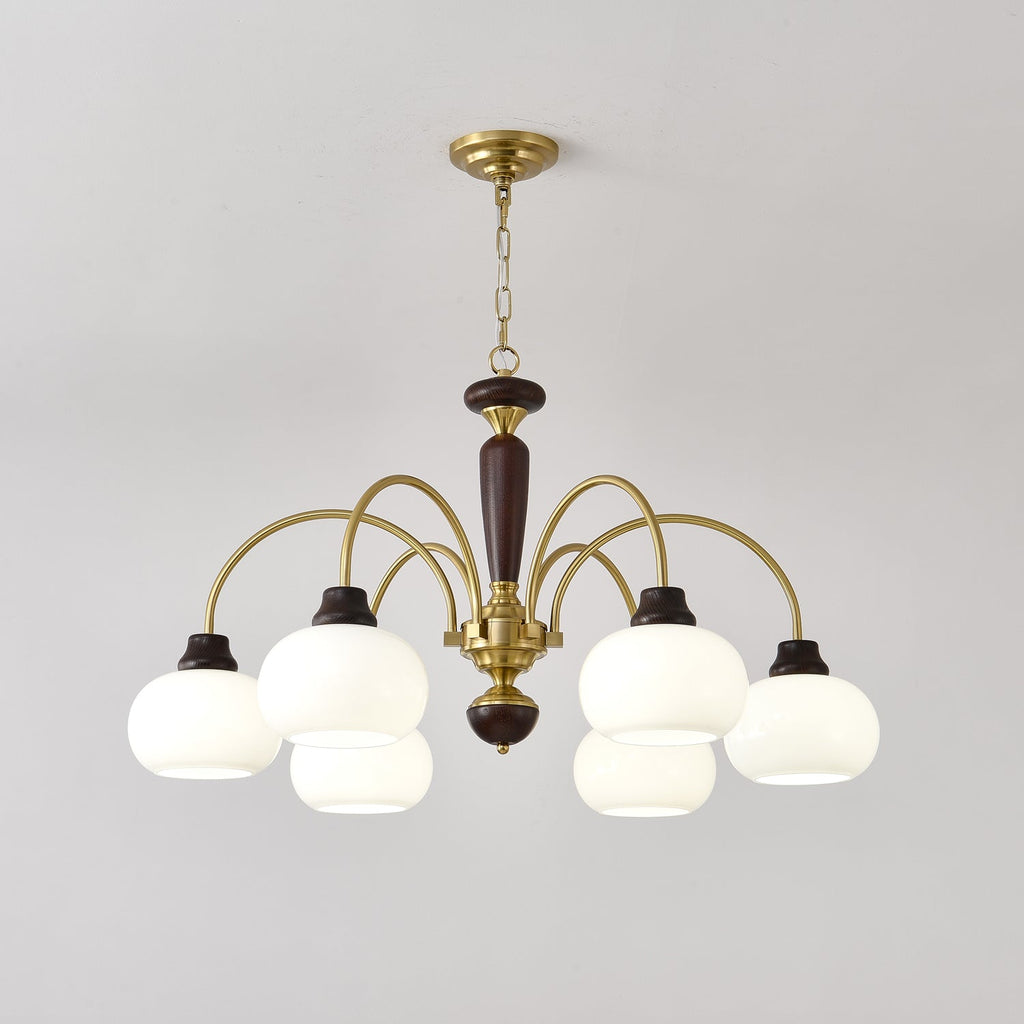 Aurora Chandelier Arched Globe White Shade