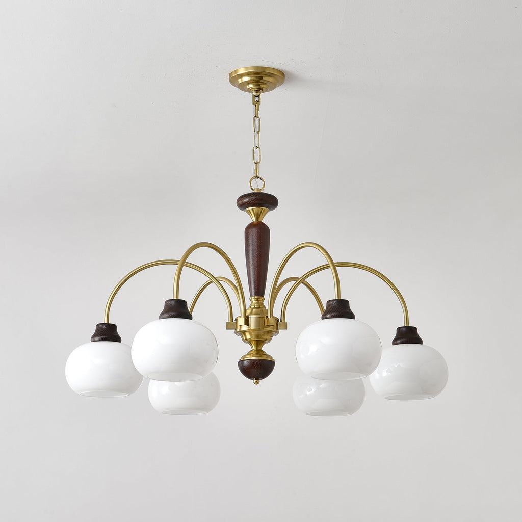 Aurora Chandelier Arched Globe White Shade