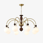 Lustra Pendant Lamp Walnut Brass Globe Vintage