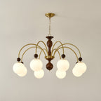 Lustra Pendant Lamp Walnut Brass Globe Vintage