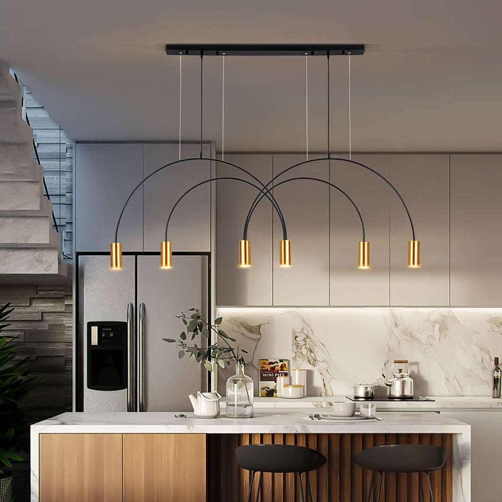 Solara Pendant Lamp Overlapping Cylinder Minimalist Dining Room