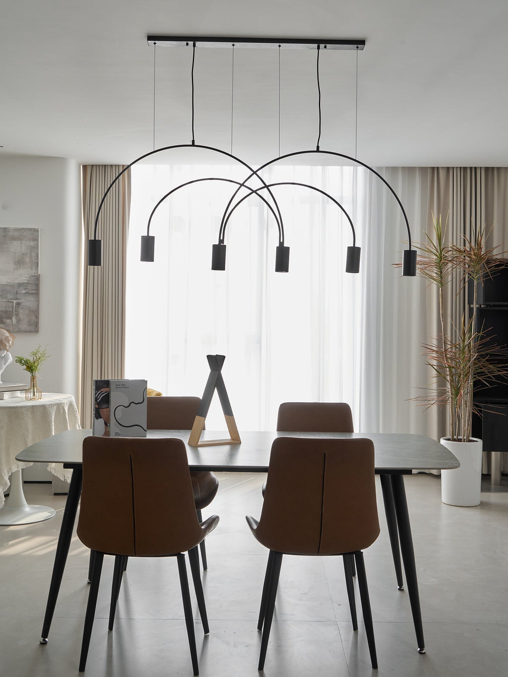 Solara Pendant Lamp Overlapping Cylinder Minimalist Dining Room