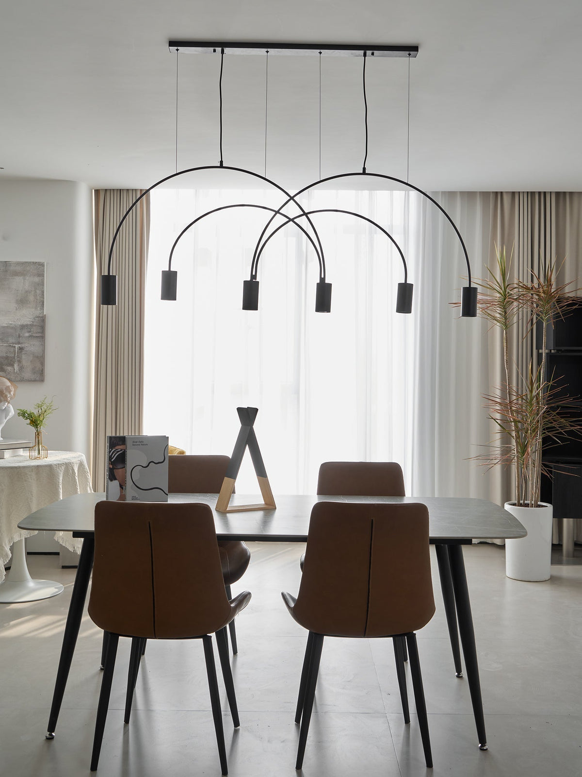 Solara Pendant Lamp Overlapping Cylinder Minimalist Dining Room