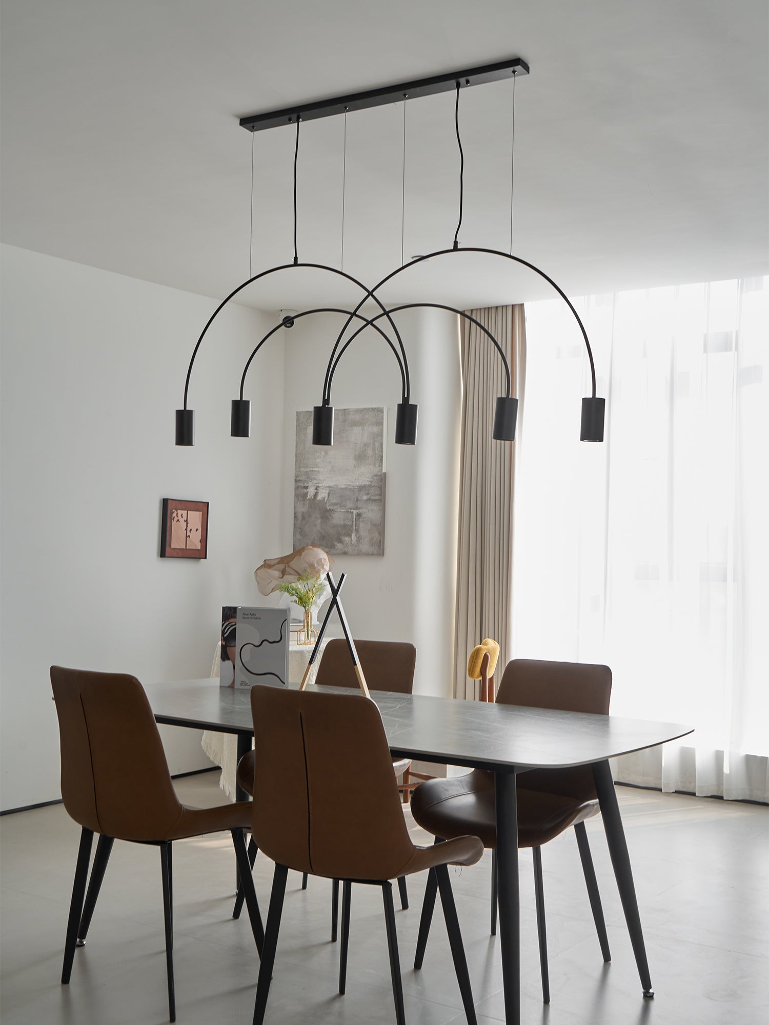 Solara Pendant Lamp Overlapping Cylinder Minimalist Dining Room