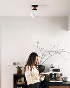Aria Ceiling Light Spherical Glass Orange Black