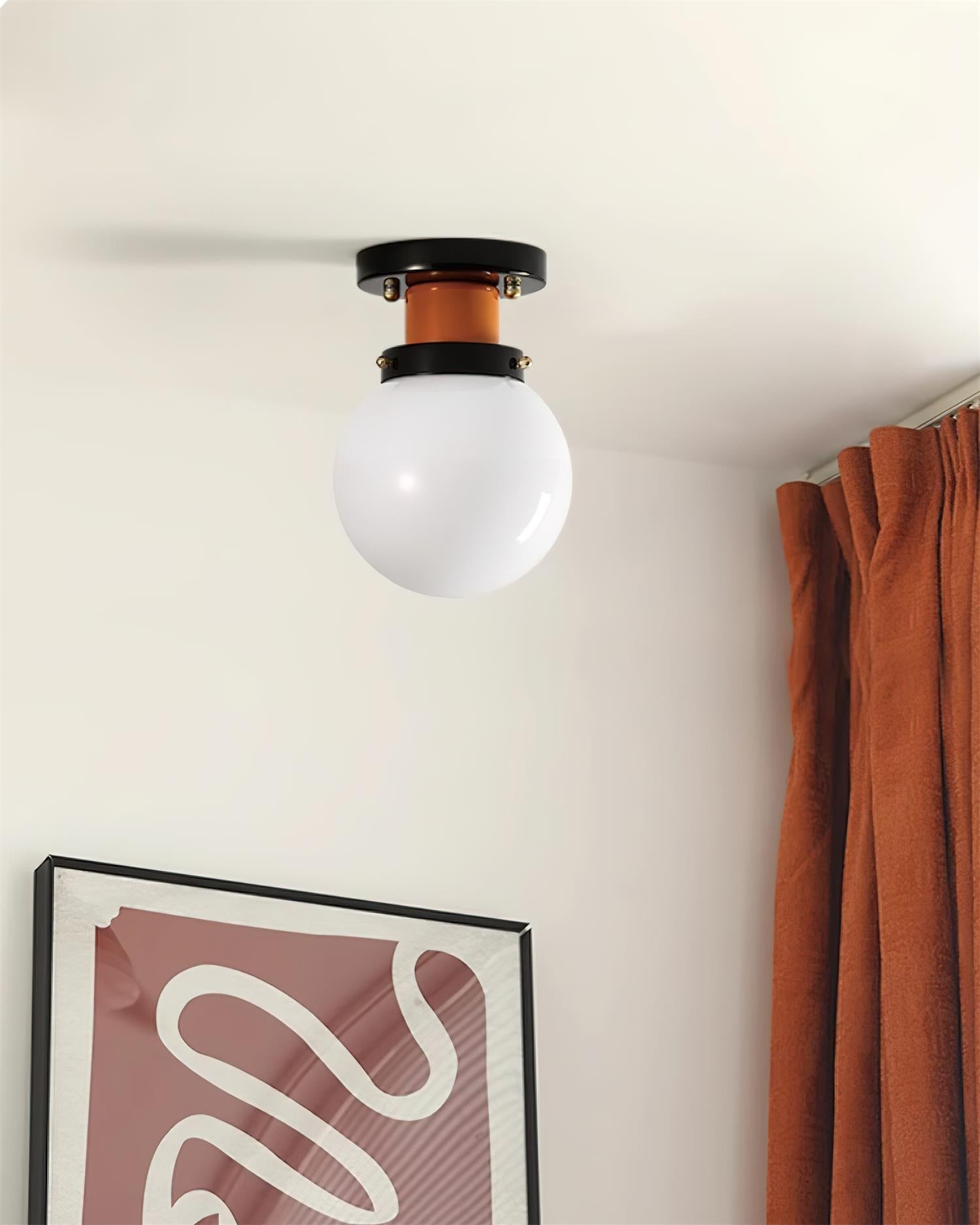 Aria Ceiling Light Spherical Glass Orange Black