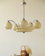 Lustra Chandelier Art Deco Vintage Gold Glass Shades