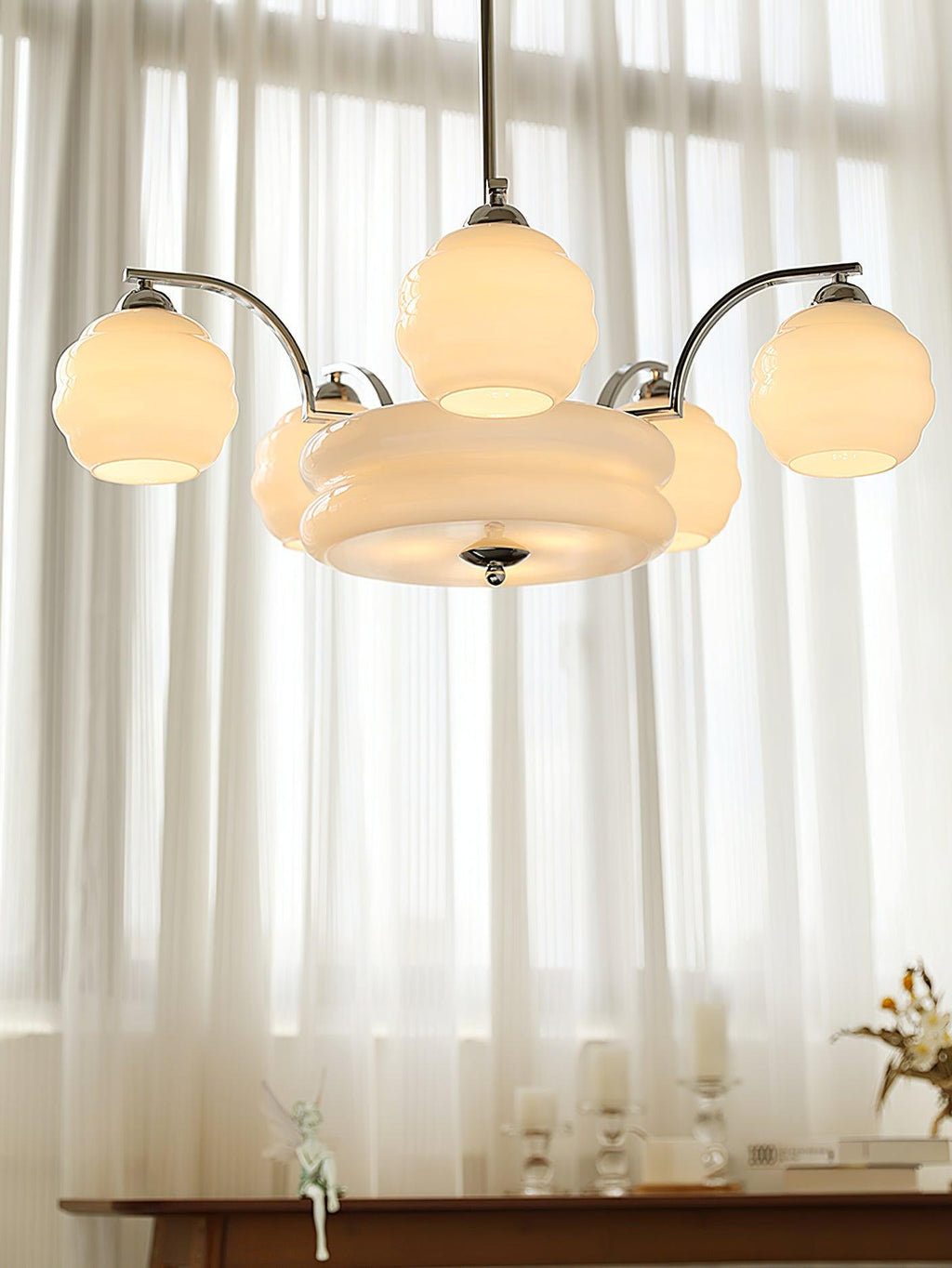 Lustra Chandelier Art Deco Vintage Gold Glass Shades