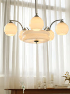 Lustra Chandelier Art Deco Vintage Gold Glass Shades