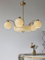 Lustra Chandelier Art Deco Vintage Gold Glass Shades