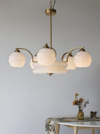 Lustra Chandelier Art Deco Vintage Gold Glass Shades