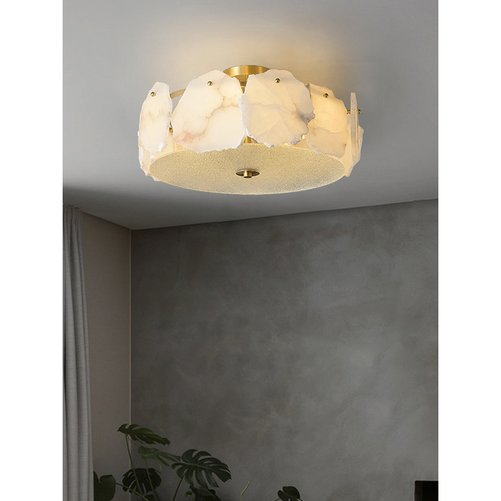 Zoruvys Sophisticated Disc Flat Alabaster Glass Ceiling Light