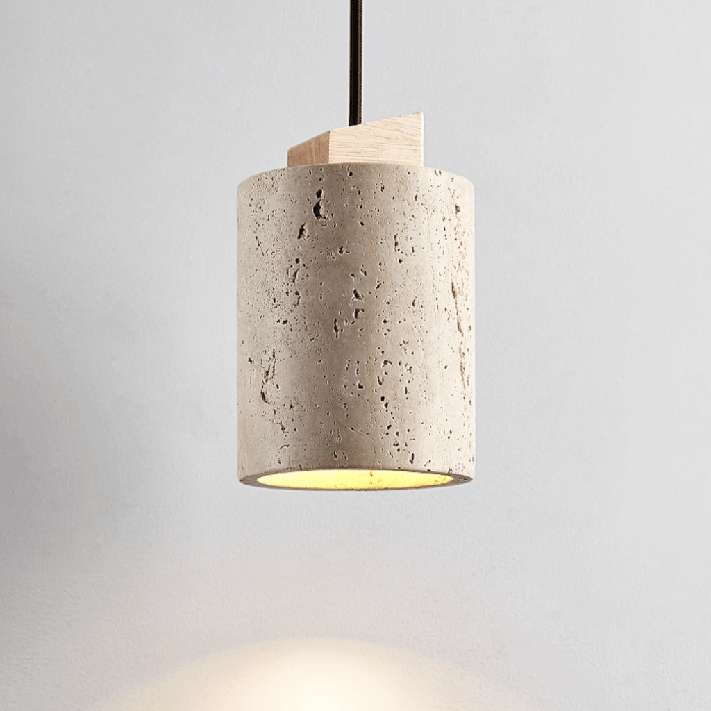 Arvo Minimalist Cylinder Travertine Pendant Lamp