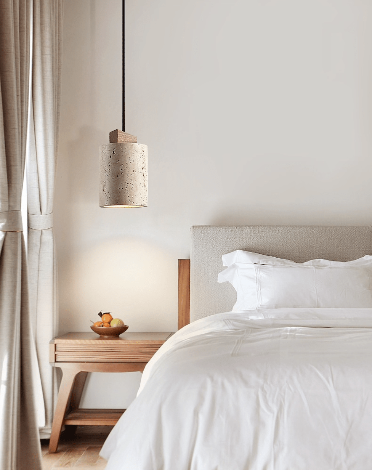 Arvo Minimalist Cylinder Travertine Pendant Lamp