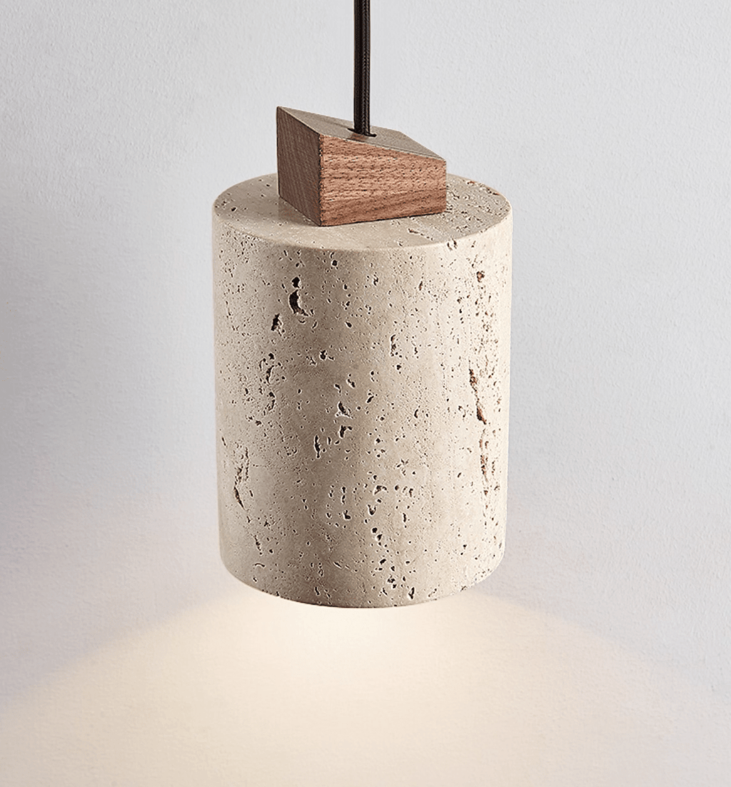 Arvo Minimalist Cylinder Travertine Pendant Lamp