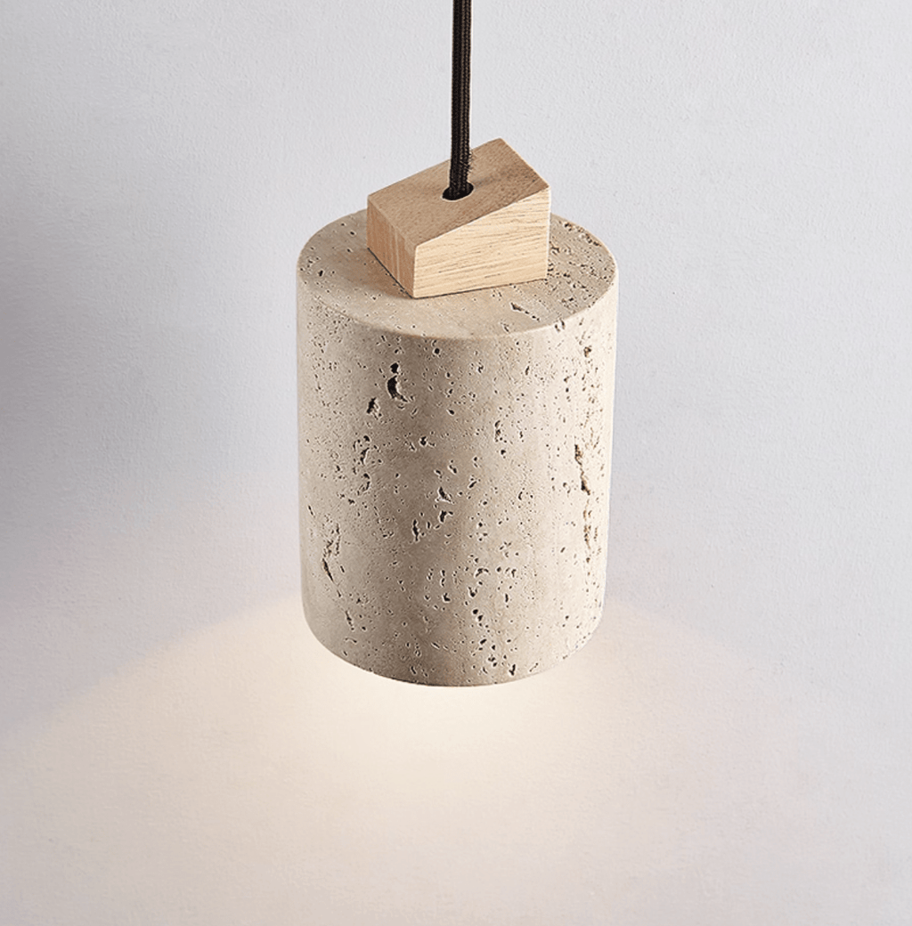 Arvo Minimalist Cylinder Travertine Pendant Lamp