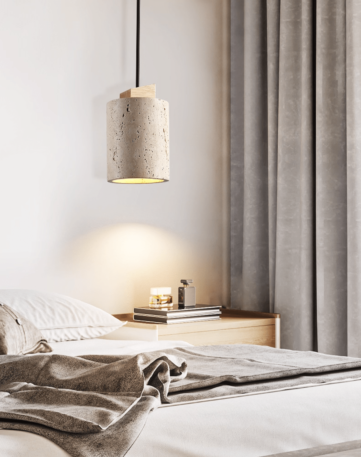 Arvo Minimalist Cylinder Travertine Pendant Lamp