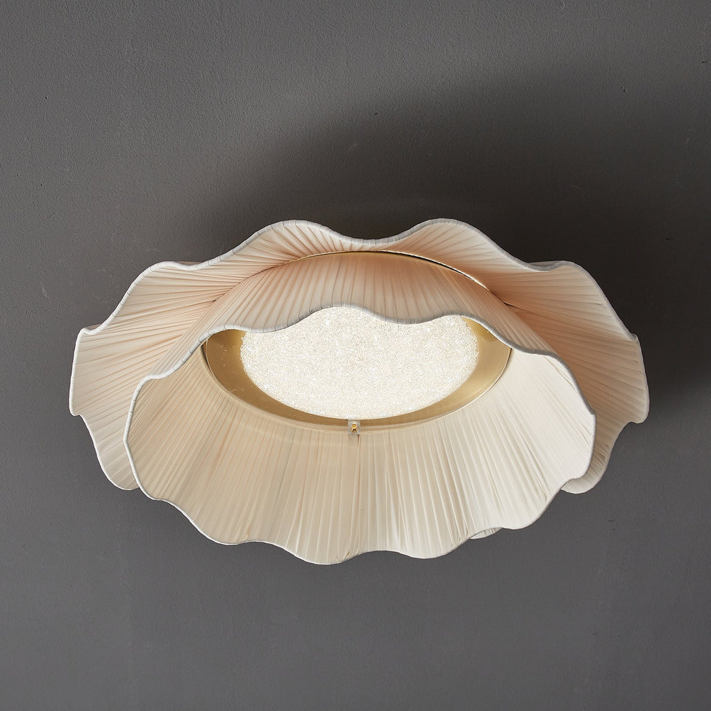 Mylirira Premium Elegance Wave Brass Fabric Ceiling Lamp