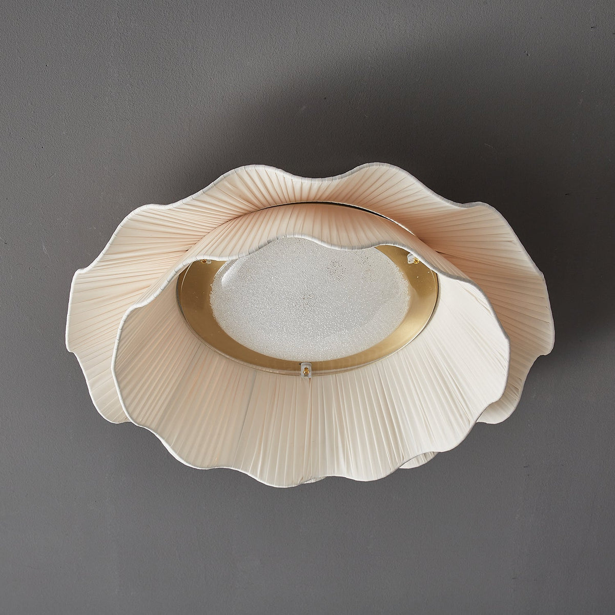 Mylirira Premium Elegance Wave Brass Fabric Ceiling Lamp