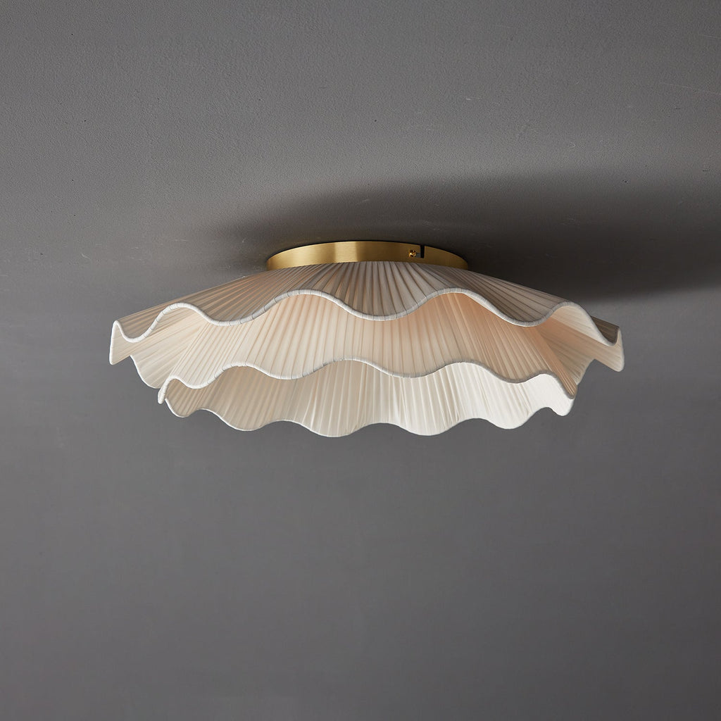 Mylirira Premium Elegance Wave Brass Fabric Ceiling Lamp