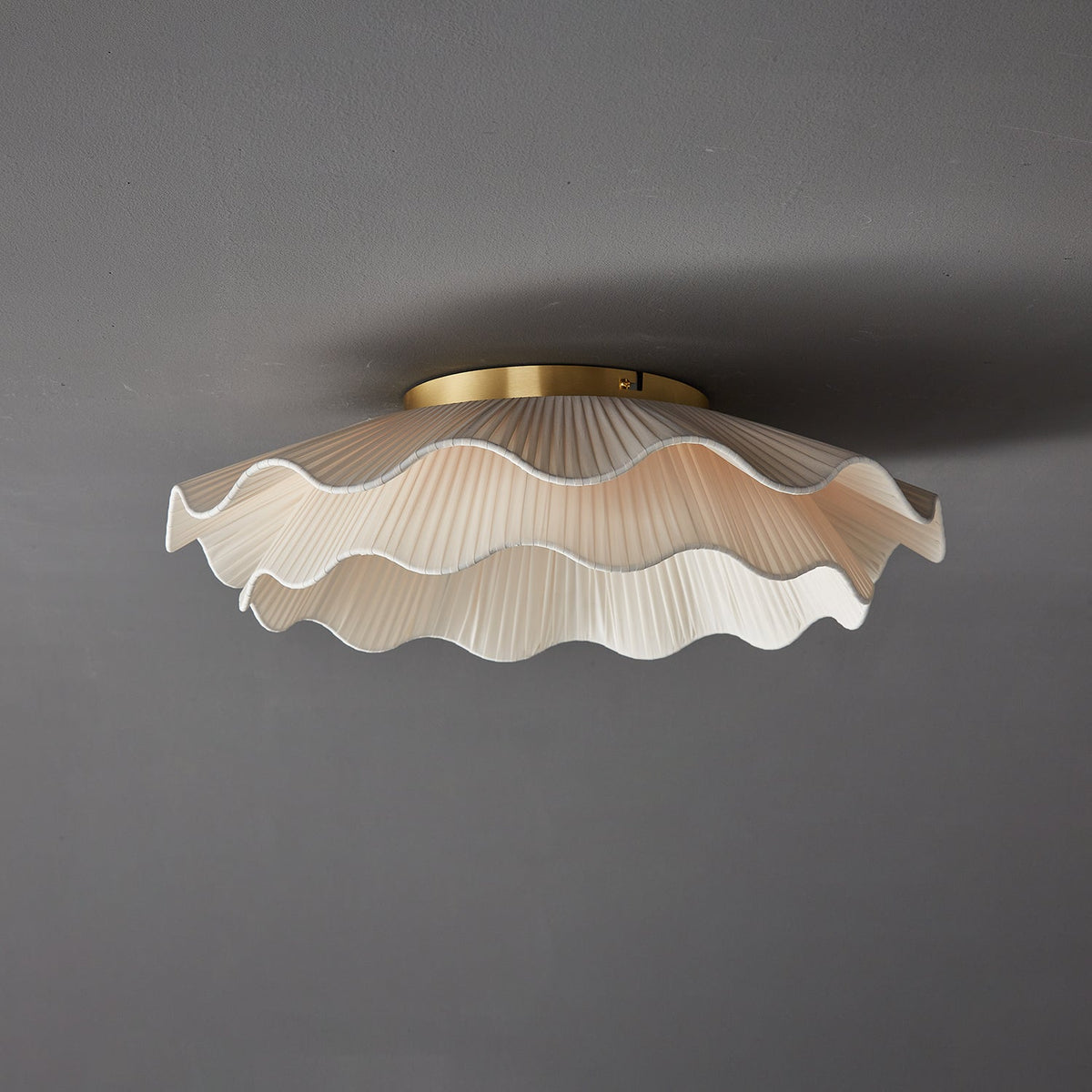 Mylirira Premium Elegance Wave Brass Fabric Ceiling Lamp