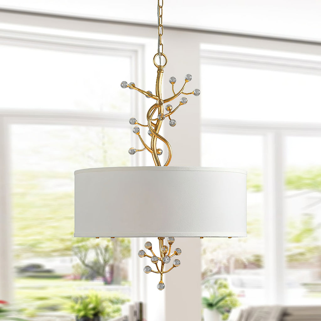 Drum  Golden Branches Crystal Decoration Pendant Light