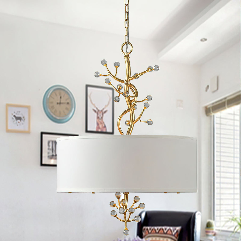 Drum  Golden Branches Crystal Decoration Pendant Light