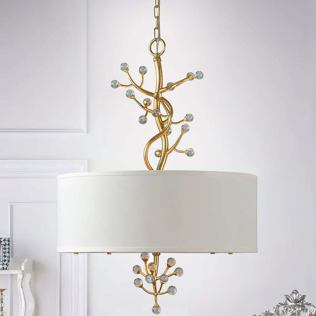 Drum  Golden Branches Crystal Decoration Pendant Light
