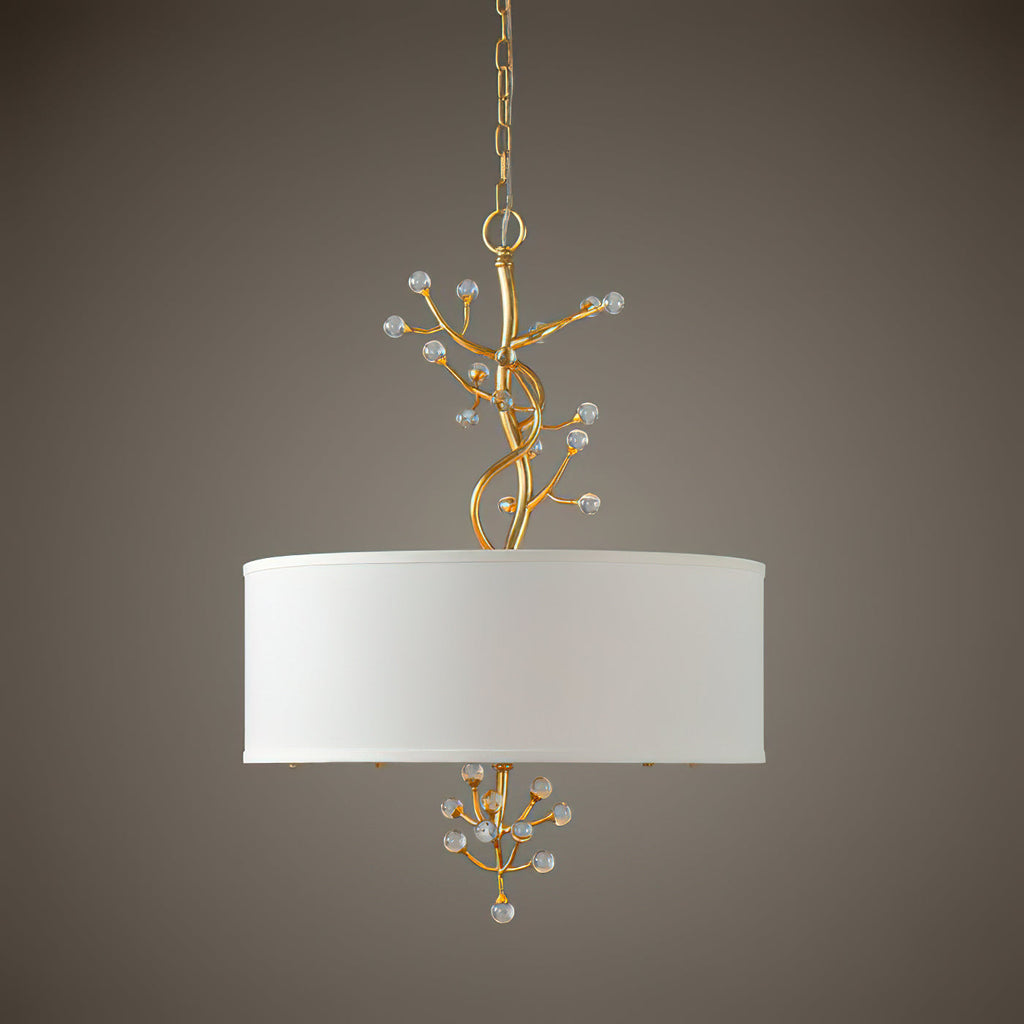 Drum  Golden Branches Crystal Decoration Pendant Light