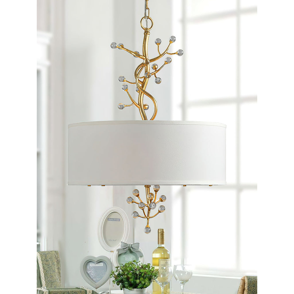 Drum  Golden Branches Crystal Decoration Pendant Light