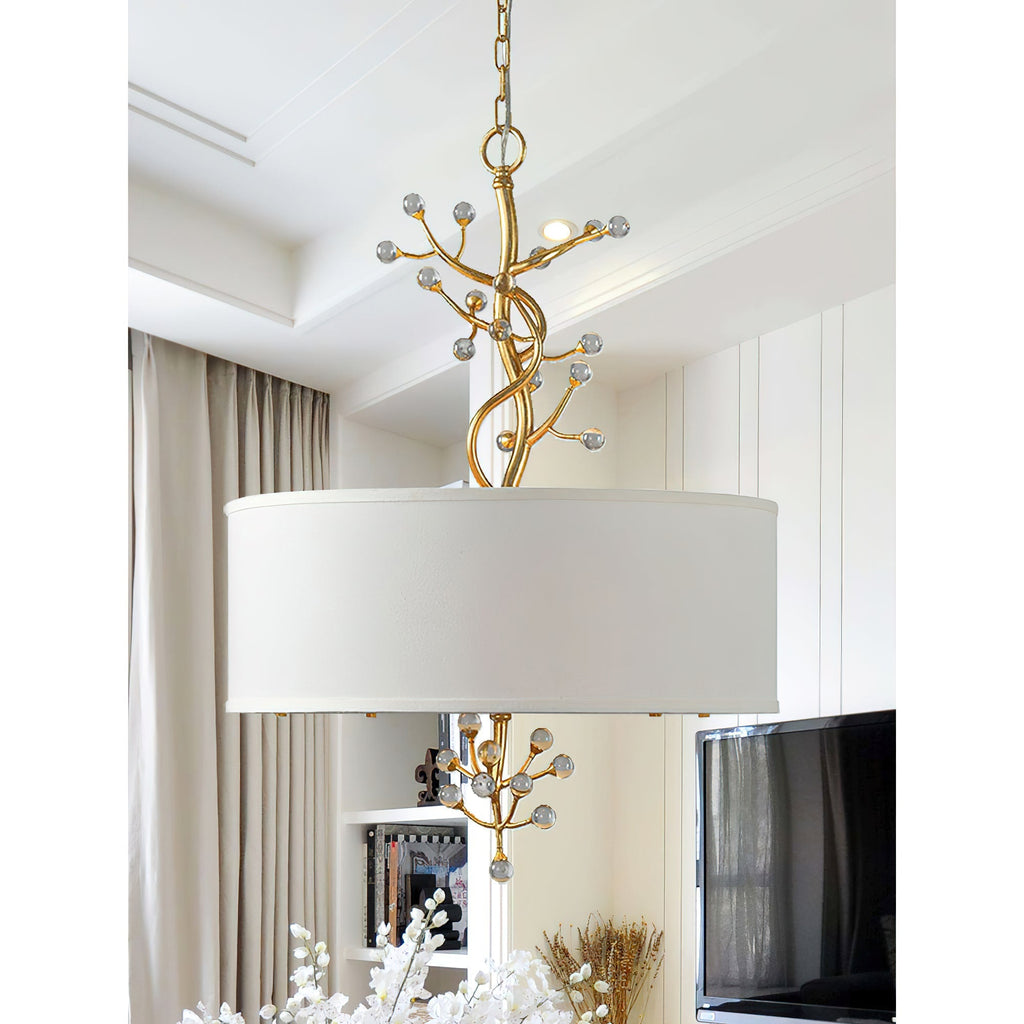 Drum  Golden Branches Crystal Decoration Pendant Light