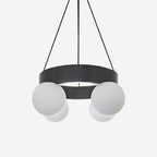 Asterios Chandelier Black Ring Spherical Shades
