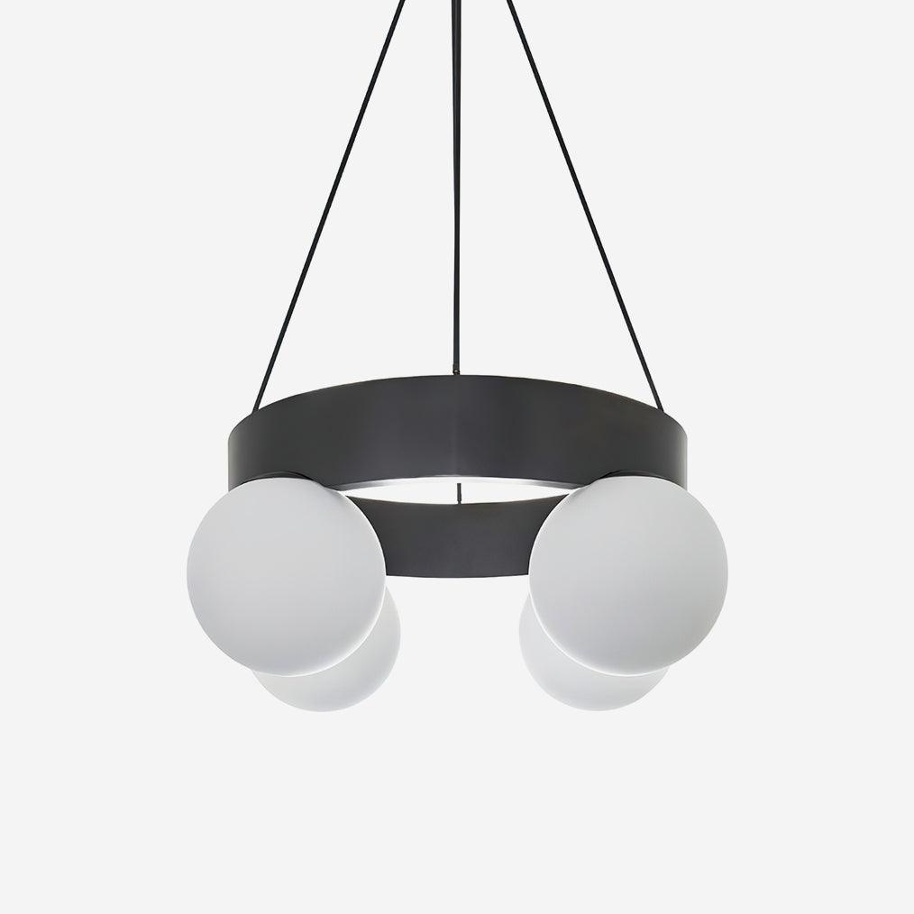 Asterios Chandelier Black Ring Spherical Shades