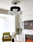 Asterios Chandelier Black Ring Spherical Shades
